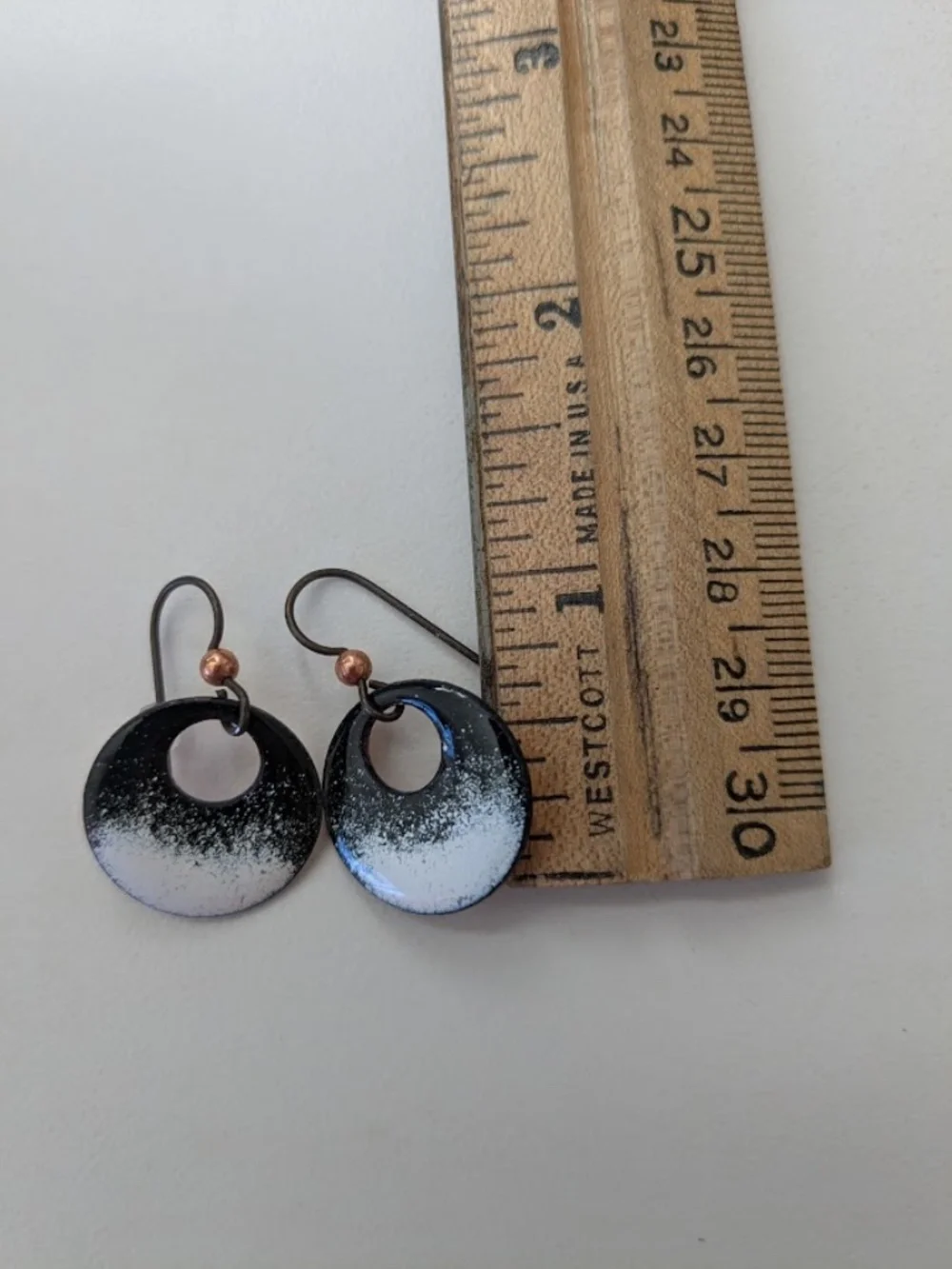 Black and White Ombre Enamel Earrings